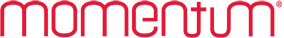 Red text logo spelling 'momentum' in lowercase letters.