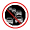 No cars allowed symbol with cars and a red circle and slash.